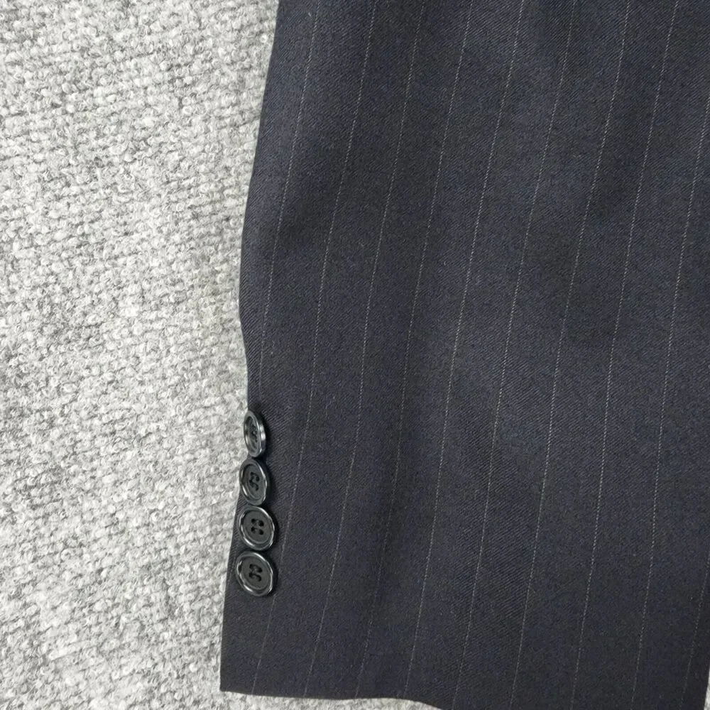 Brooks Brothers Blazer Mens 45 Reg Black Pinstripe Wool Cashmere Italy Sport